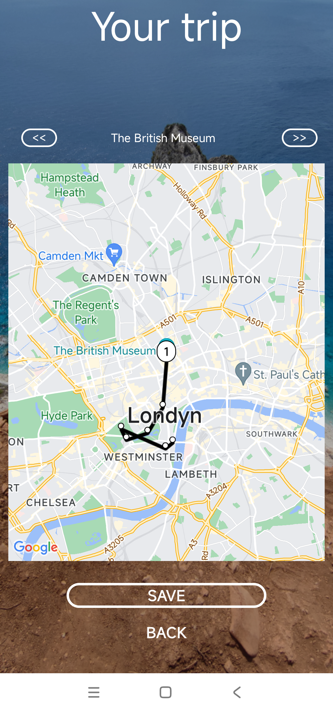 Tour Guide server screenshot